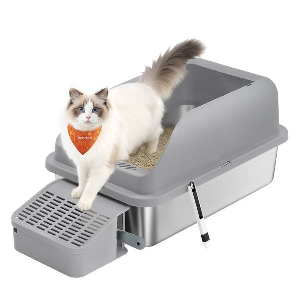 Feandrea Feandrea Stainless Steel Cat Litter Box with Open Top UPPT008GN01