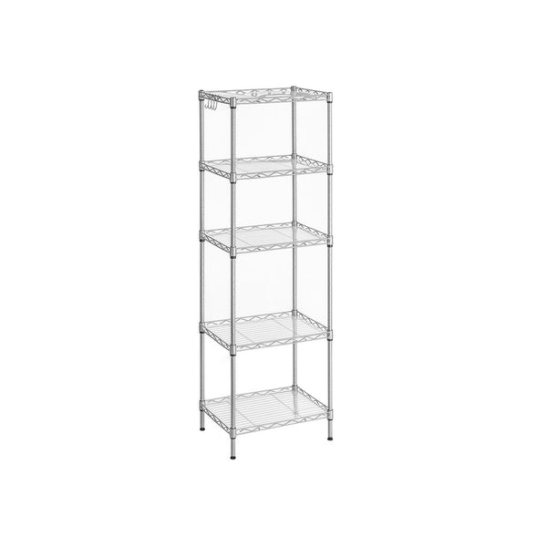 SONGMICS SONGMICS 5-Tier Metal Storage Shelves, Kitchen Wire Shelving Unit, Storage Rack with Adjustable Shelves, Shelf Liners, 8 Hooks, for Garage ULGR115E01